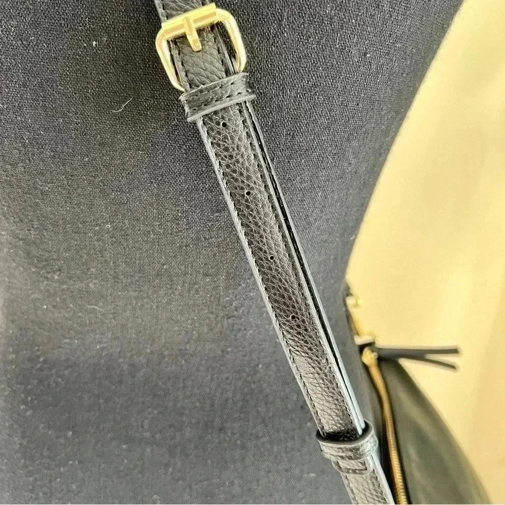Steve Madden NEW Without Tags Jet Black Pebble Leather Crossbody Bag Purse